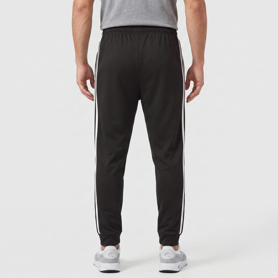 Men's Black Jogger Fit Side-Striped Track Pants, Black, large