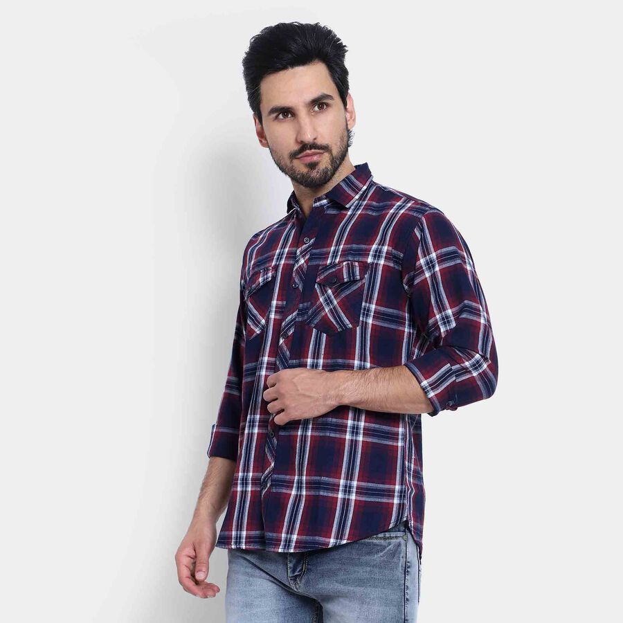 Cotton Checks Casual Shirt, Red, large image number null