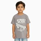 Boys Light Grey Crew Neck Casual Half Sleeve T-Shirt, Light Grey, small image number null