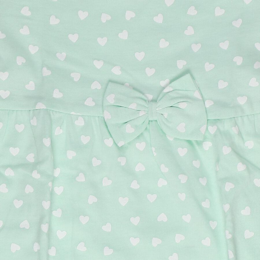 Infant Girls' Light Green Regular Fit Floral Printed Tiered Frock, Light Green, large