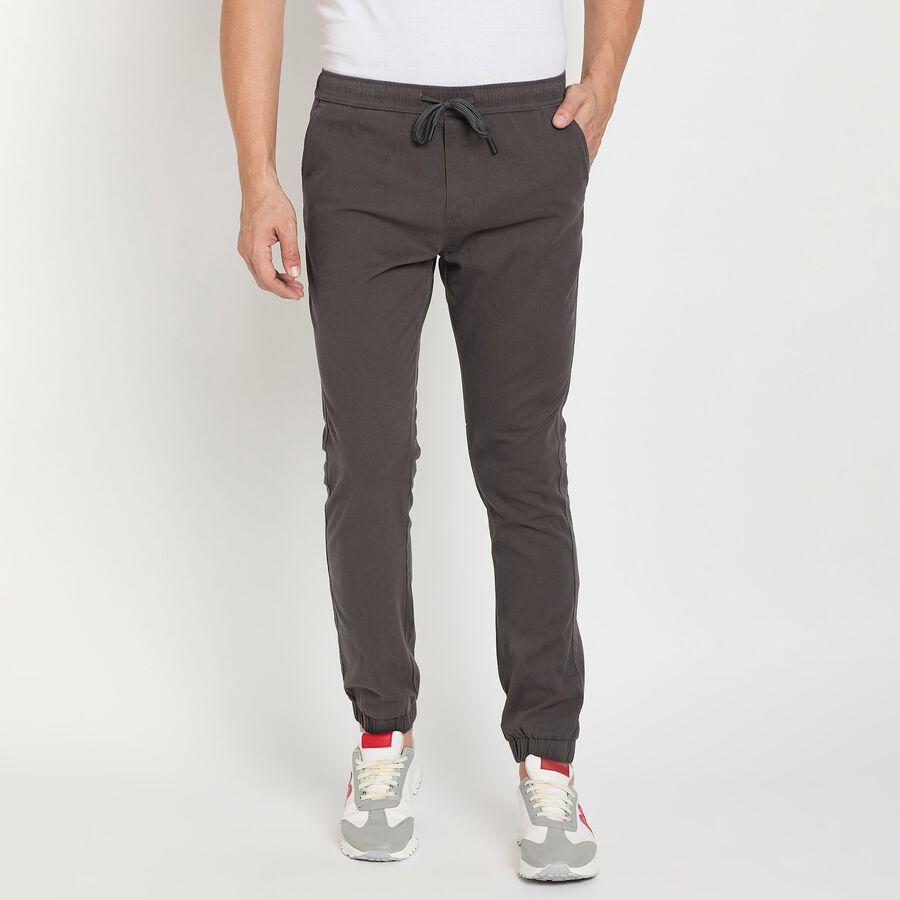 Men's Slim Fit Casual Trousers, Dark Grey, large image number null