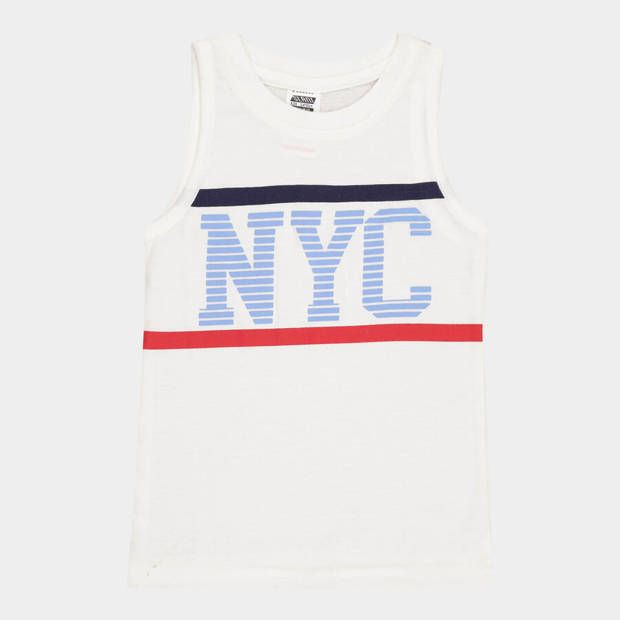 Boys Round Neck T-Shirt, White, large image number null