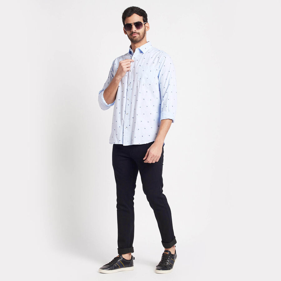 Cotton Printed Casual Shirt, Light Blue, large image number null