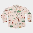 Boys Off White Cotton Collared Regular Fit Shirt, Off White, small