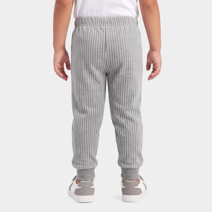 Boys Grey Striped Long Johns Thermal, Melange Light Grey, large