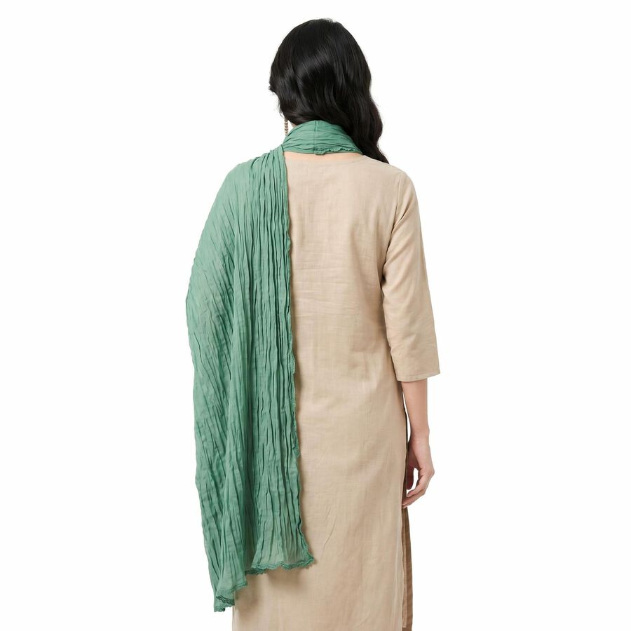 Women's Green Solid Dupatta, Light Green, large