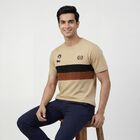 Men's Brown Round Neck Casual T-Shirt, भूरा, small