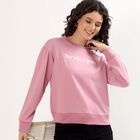 Women's Dusty Pink Crew Neck Casual Sweatshirt, Pink, small image number null