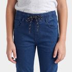 Boys Navy Blue Drawstring Waist Jeans, Dark Blue, small