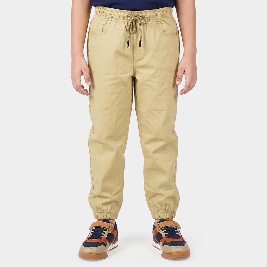 Boys' Beige Regular Fit Jogger Trousers, Beige, large