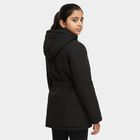 Girls' Jet Black Hooded Casual Jacket, Black, small image number null