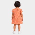 Infants' Peach Floral Printed Fit and Flare Frock, पीच, small