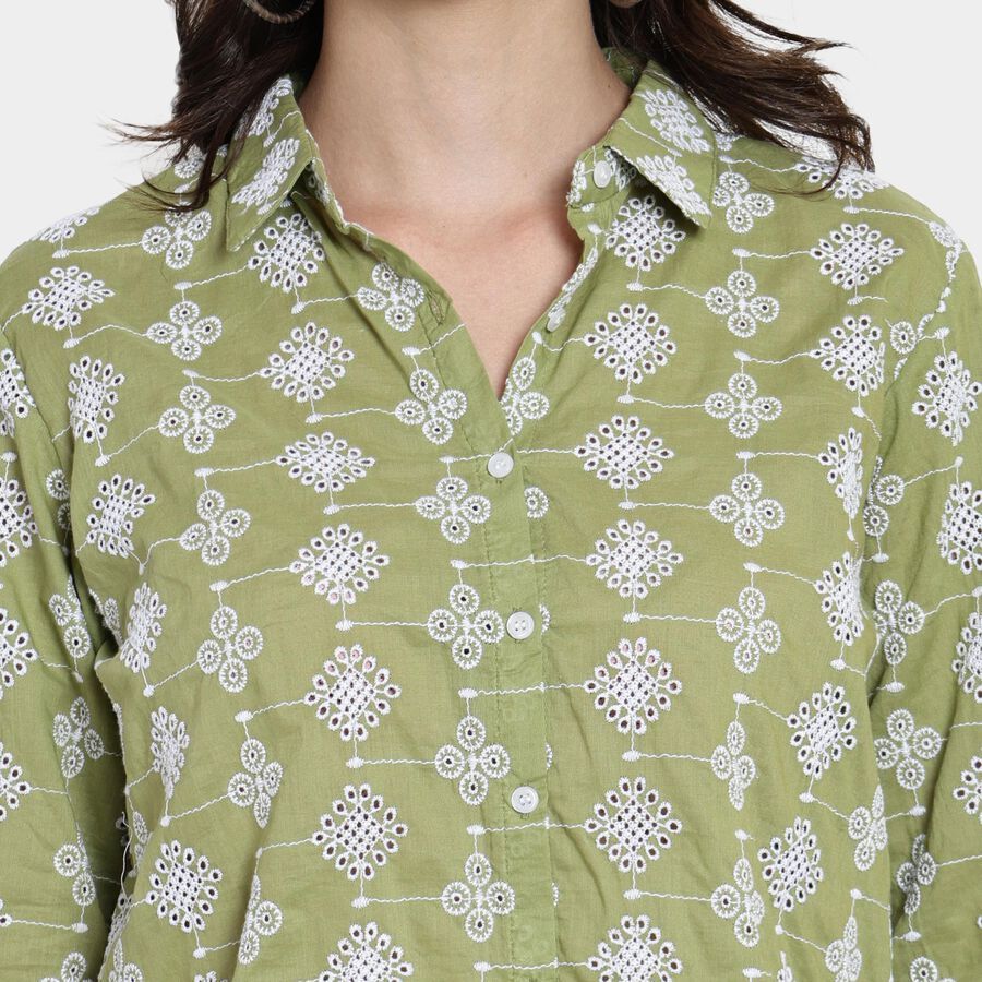 Ladies' 100% Cotton Shirt , Dark Green, large image number null