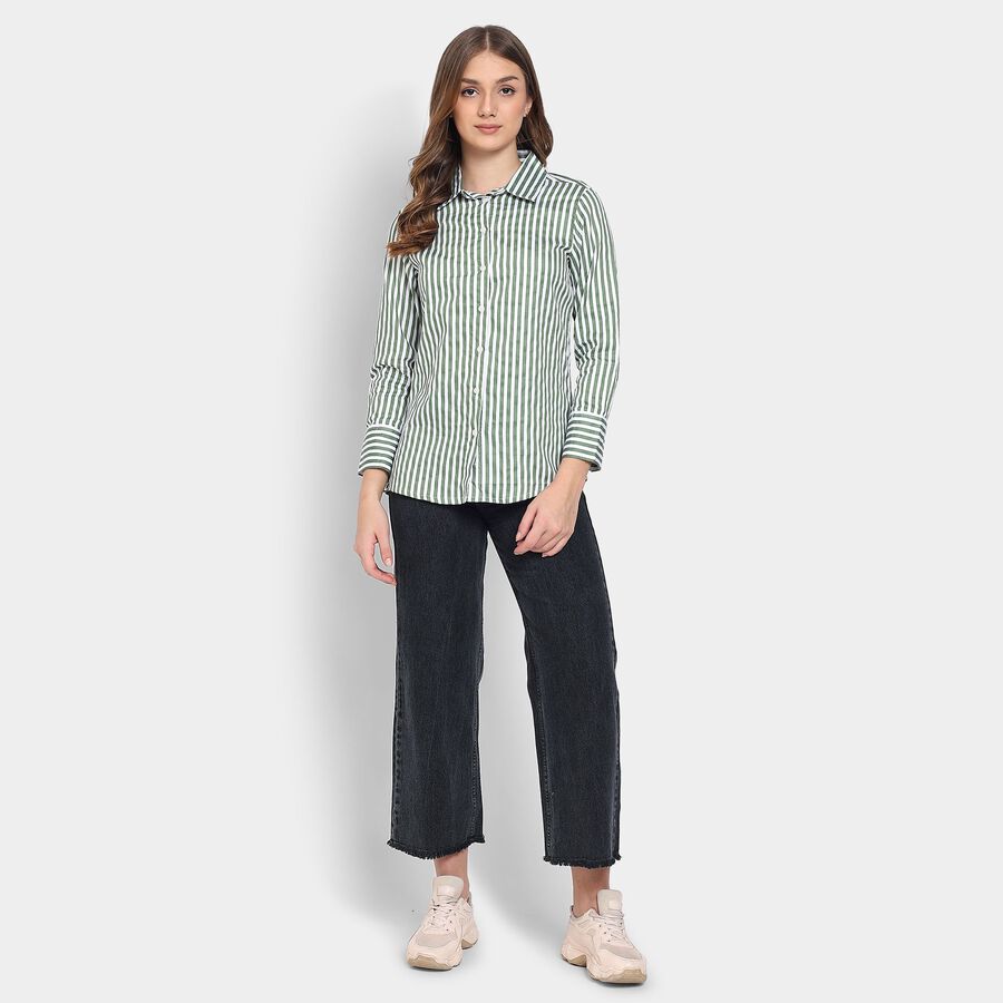 Ladies' 100% Cotton Shirt, Light Green, large image number null