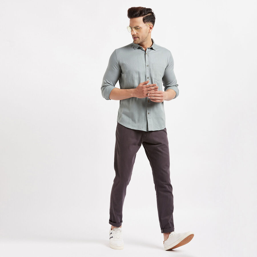 Cotton Solid Casual Shirt, Dark Grey, large image number null