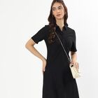 Women's Black Collared Casual Dress, Black, small