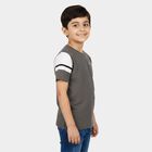 Boys Charcoal Cotton Round Neck Casual Boys T-Shirt, Charcoal, small