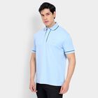 Men's Collared Half Sleeves T-Shirt, Light Blue, small
