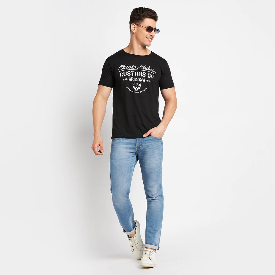 Round Neck T- Shirt, Black, large image number null