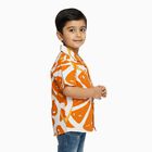 Boys Bright Orange Half Sleeve Cuban Collar Casual Shirt, Orange, small image number null