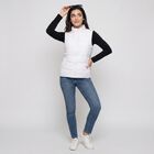 Women's White Sleeveless Stand Collar Puffer Jacket, White, small