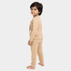 Boys' Beige Round Neck Cartoon Print Baba Suit, गहरा पीला, small image number null