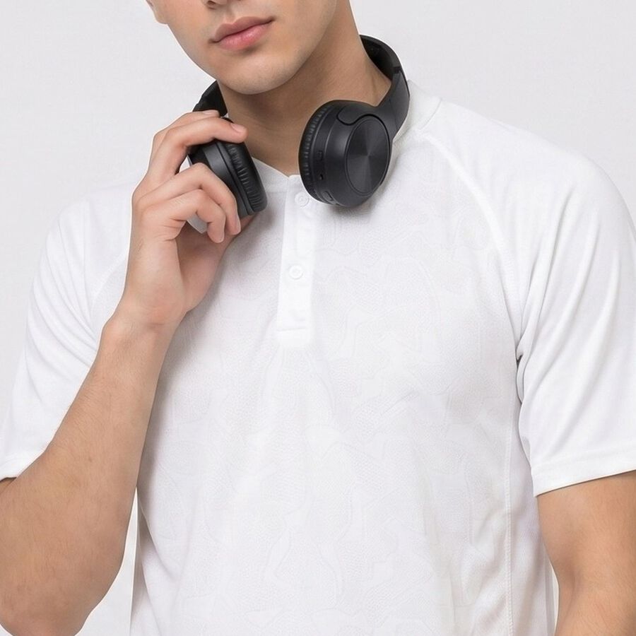 Men's White Henley Neck Henley Drifit T-Shirt, Off White, large