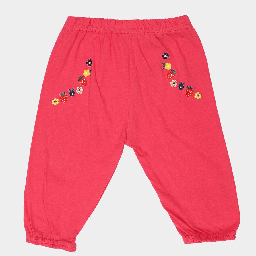 Infants Pink Jogger Embroidered Cotton Pyjama, गुलाबी, large