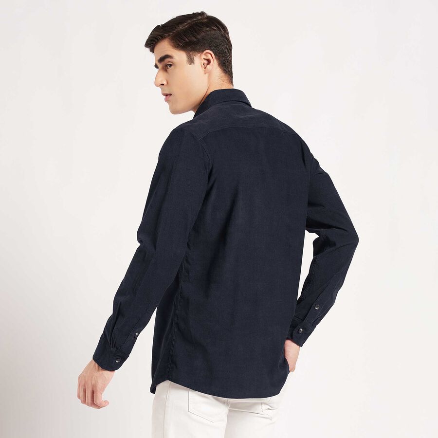 Solid Cotton Casual Shirt, Navy Blue, large image number null
