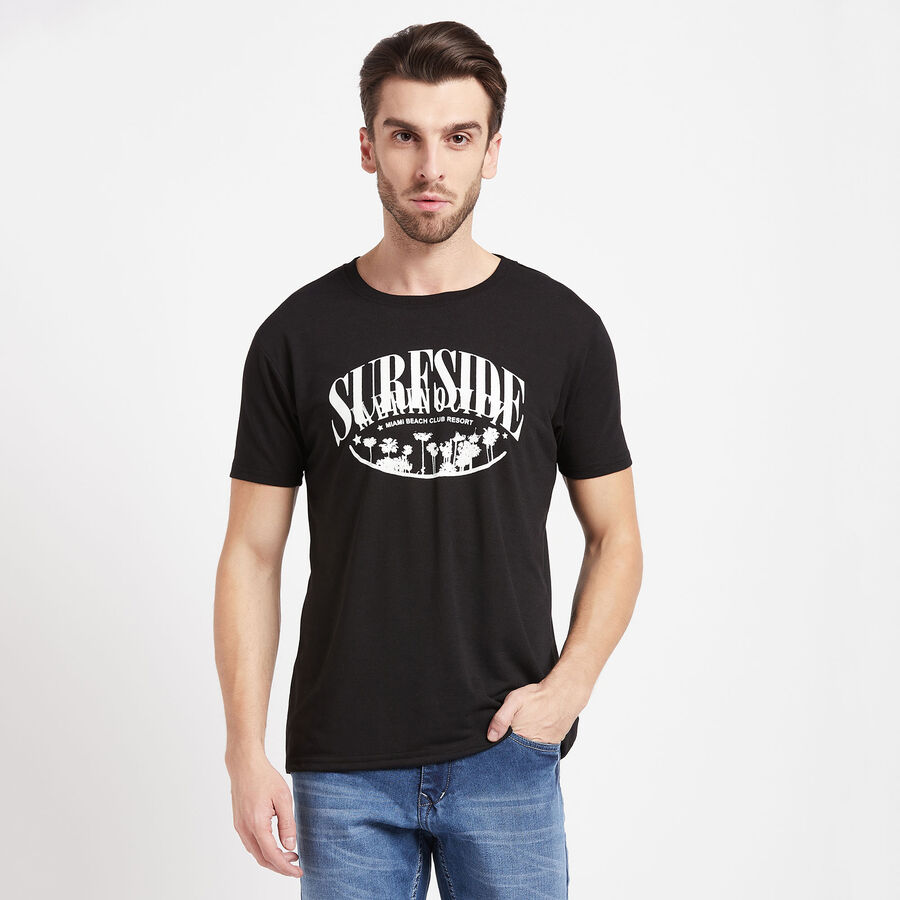 Round Neck T-Shirt, Black, large image number null