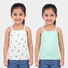 Girls Mint Green Cotton Square Neck Sleeveless Vest, Light Green, small