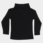 Girls Jet Black Turtleneck Classic Pullover, Black, small image number null