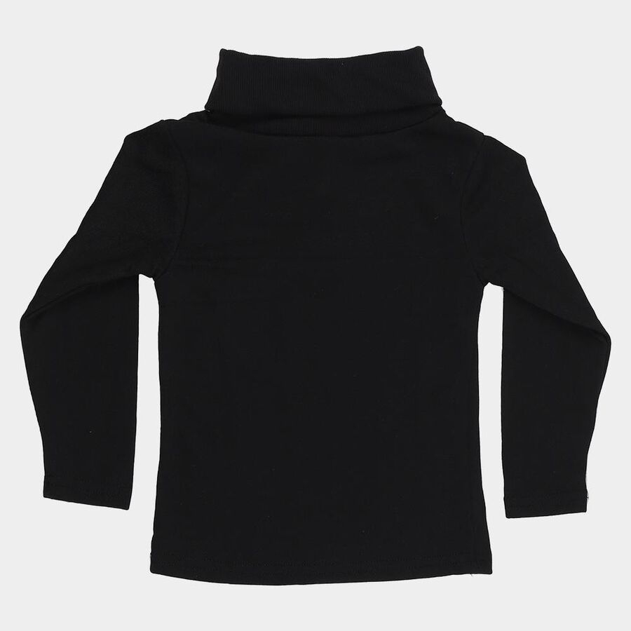Girls Jet Black Turtleneck Classic Pullover, Black, large image number null
