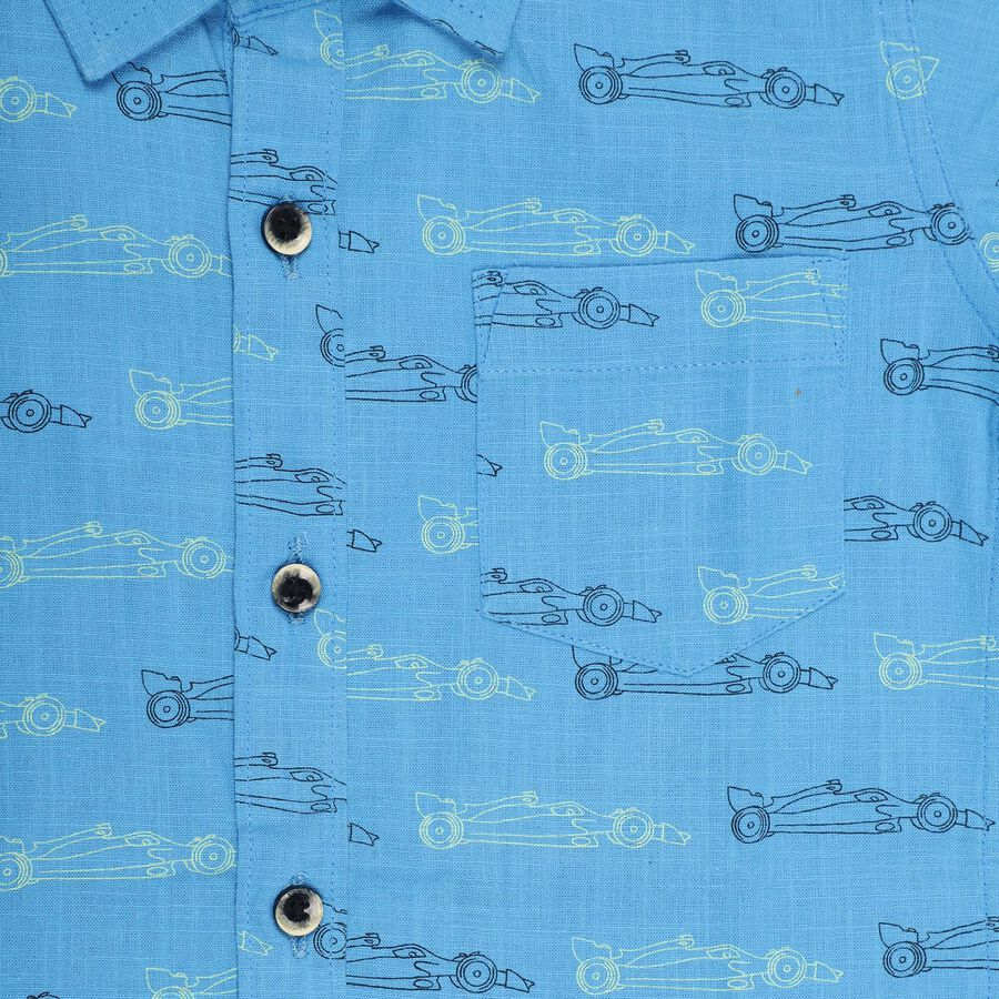 Boys Bright Sky Blue Cotton Classic Casual Shirt, Royal Blue, large image number null