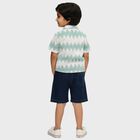 Boys' White and Green Collared Lace Pattern Baba Suit, White, small