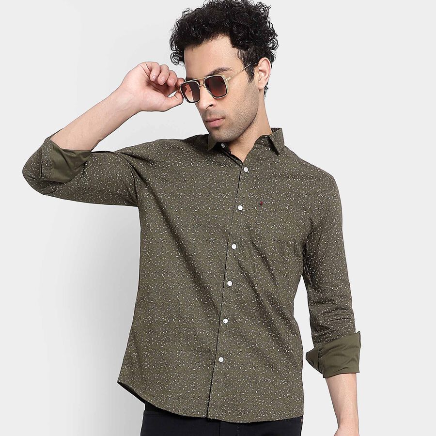 Cotton Casual Shirt, Olive, large image number null