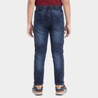 Boys' Blue Slim Fit Printed Jeans, Mid Blue, small
