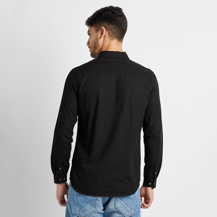 Cotton Solid Casual Shirt, Black, large image number null