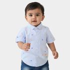 Infants Light Blue Cotton Half Sleeve Classic Casual Shirt, White, small image number null