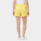 Women's Yellow Regular Fit Gingham Ruffle Hem Shorts, Yellow, small