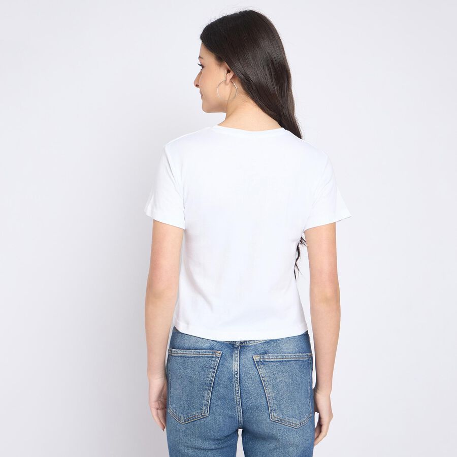 Ladies' 100% Cotton Crop  Top, White, large