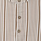 Infants Beige Cotton Mandarin Collar Regular Fit Shirt, गहरा पीला, small