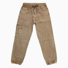 Boys' Khaki Regular Fit Cotton Jeans, Khaki, small