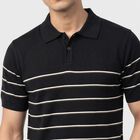 Men's Navy Blue Cotton Polo Neck T-Shirt, नेवी ब्लू, small