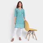 Cotton Straight Kurta, Mid Blue, small image number null