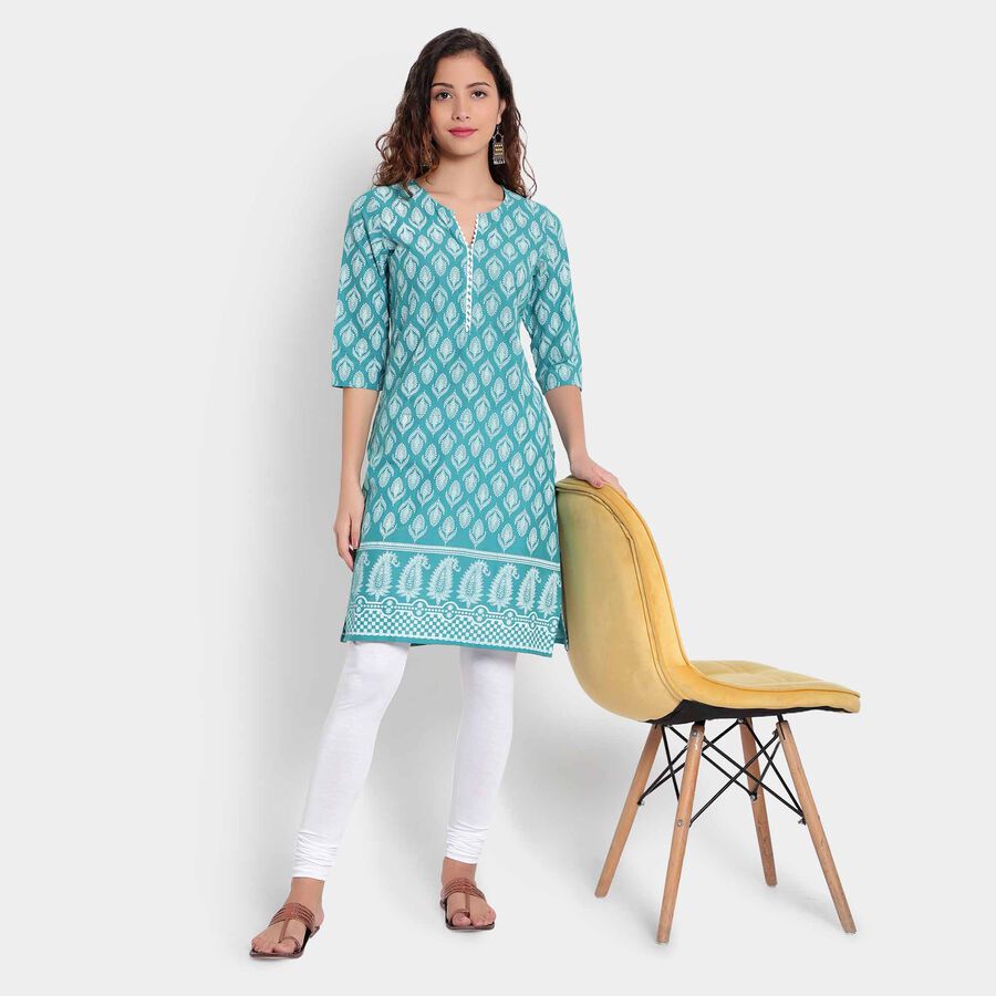Cotton Straight Kurta, Mid Blue, large image number null