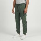 Men's Olive Green Regular Fit Cargo Jogger, गहरा हरा, small