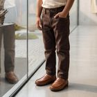 Boys Brown Straight Fit Jeans, Brown, small