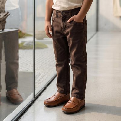Boys Brown Straight Fit Jeans