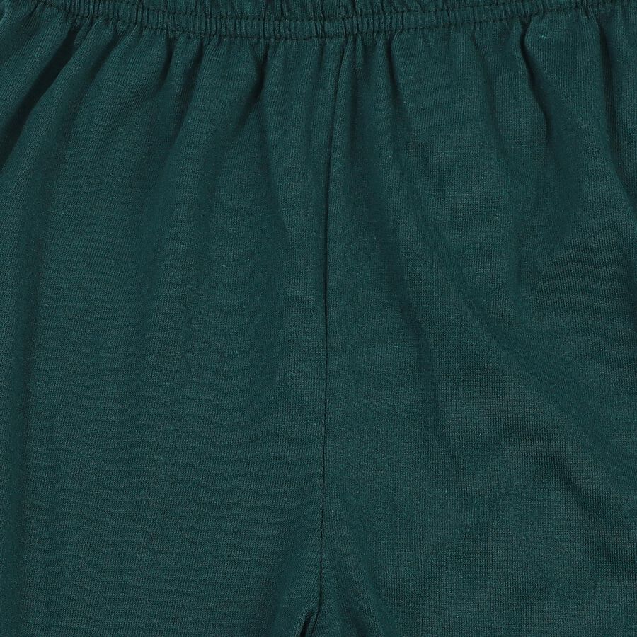 Boys Dark Green Regular Fit Side Striped Pyjama, गहरा हरा, large